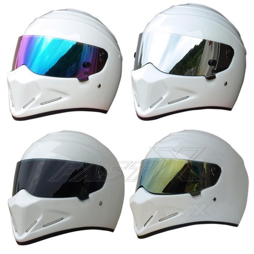 White racing motorcycle helmet - white,